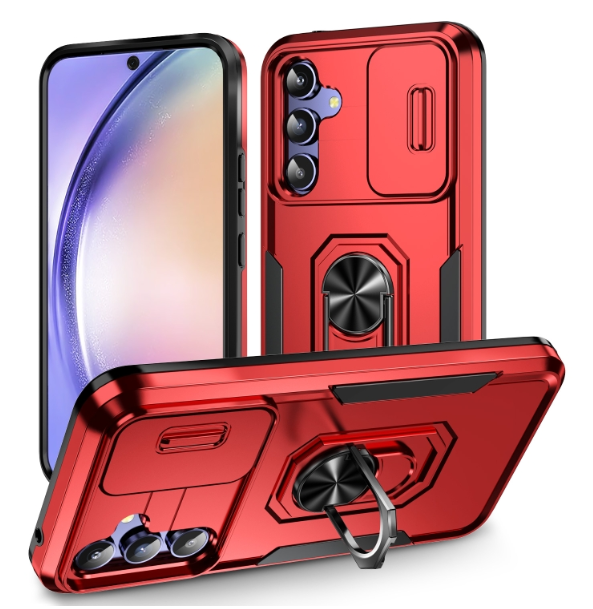 Samsung A14. Funda Armor con protector de cámaras y anillo