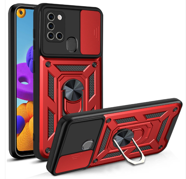 Samsung A21s. Funda Camshield TPU+PC con anillo magnético