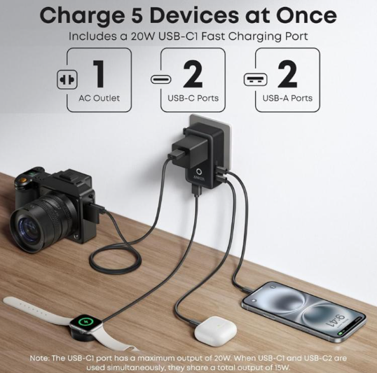 Cargador Portátil Rápido ANKER A9215 Multi-Adaptador 20W PD Smart