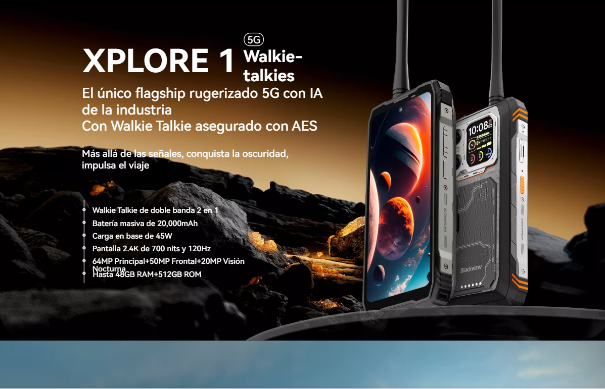 Blackview Xplore 1 Walkie Talkie. 12GB+256GB, 6.78 pulgadas, Android 15, Red 5G. 3 Sin interés.