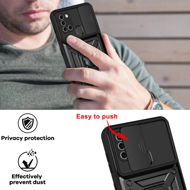 Samsung A21s. Funda Camshield TPU+PC con anillo magnético