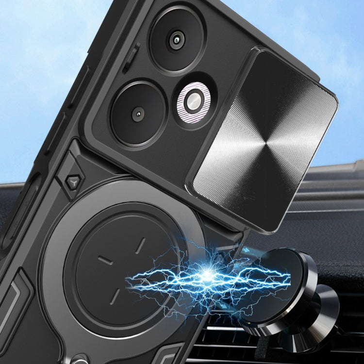 Xiaomi 13C 5G/Poco C65. Funda Camshield con anillo compatible con soportes magnéticos