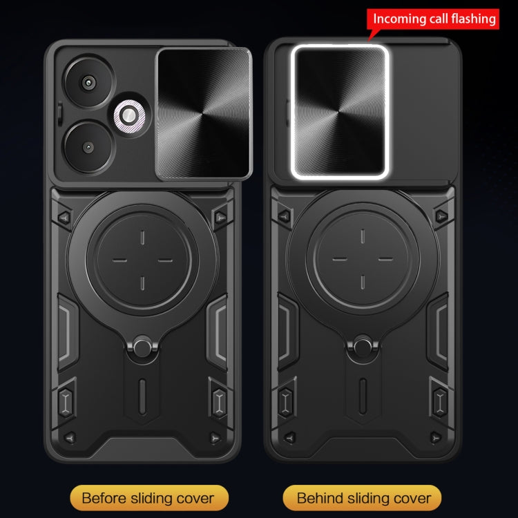 Xiaomi 13C 5G/Poco C65. Funda Camshield con anillo compatible con soportes magnéticos