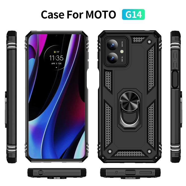Motorola G14. Funda Armor PC+TPU con anillo compatible con soportes magnéticos