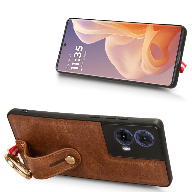 Motorola G85. Funda leather case con correa