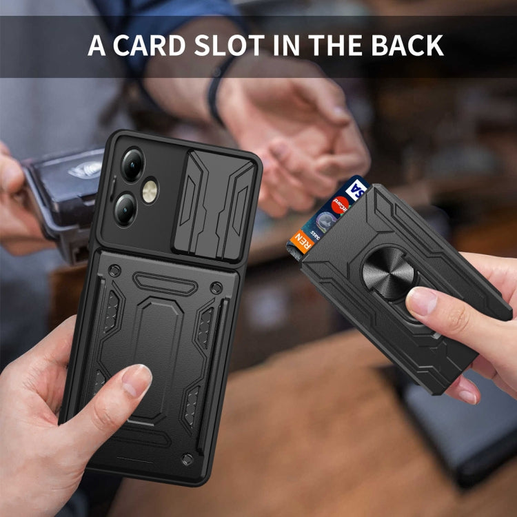 Motorola G14. Funda Camshield TPU+PC con porta tarjeta + anillo