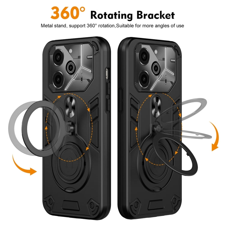 Tecno Pova 6. Funda híbrida TPU+PC con anillo stand