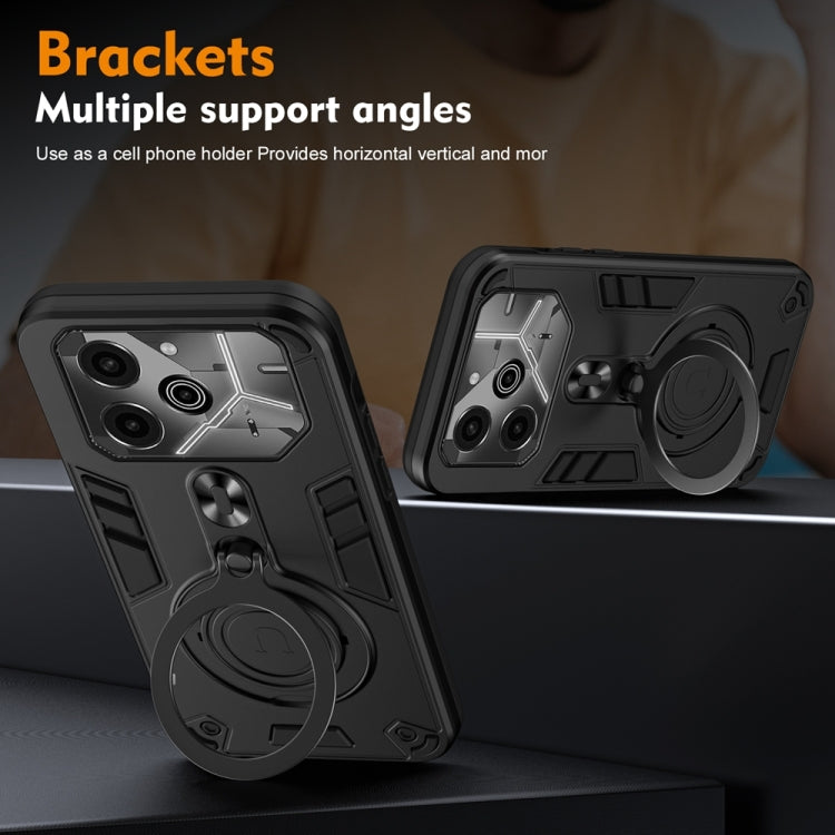 Tecno Pova 6. Funda híbrida TPU+PC con anillo stand