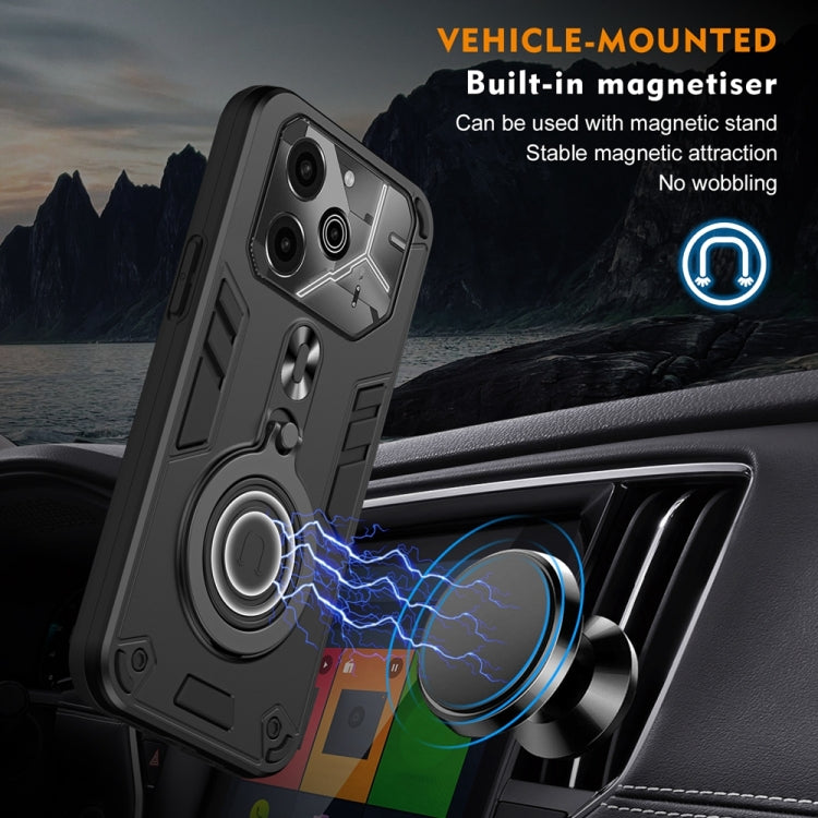 Tecno Pova 6. Funda híbrida TPU+PC con anillo stand