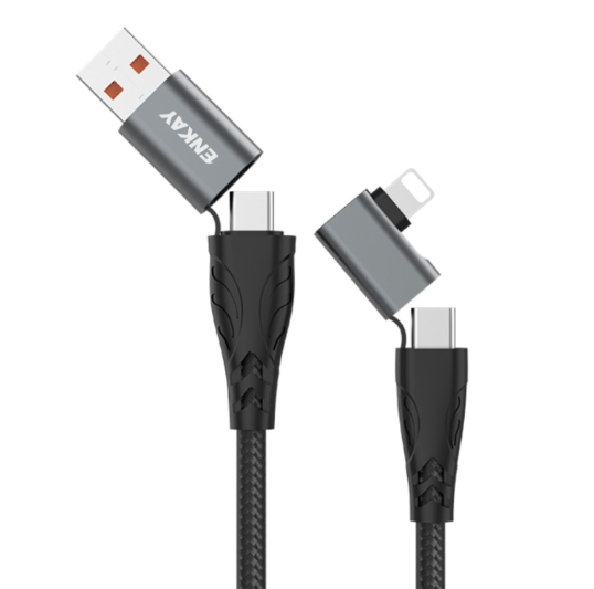 ENKAY PD100W. Cable Carga Rápida 4-in-1 USB-A / Tipo C, Tipo C / 8 Pin, Multifunción con Chip E-Marker, Largo:1 m
