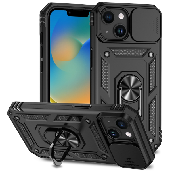 IPhone 15. Funda Camshield TPU+PC con anillo magnético