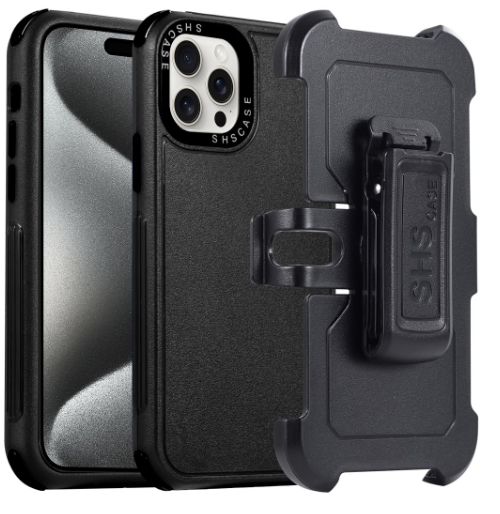 IPhone 15 Pro Max. Funda 3 en 1 TPU+PC con soporte (negro)