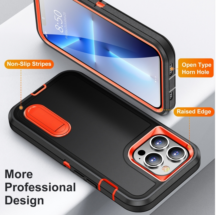 IPhone 14 Pro. Funda 3 en 1 con marco frontal con soporte