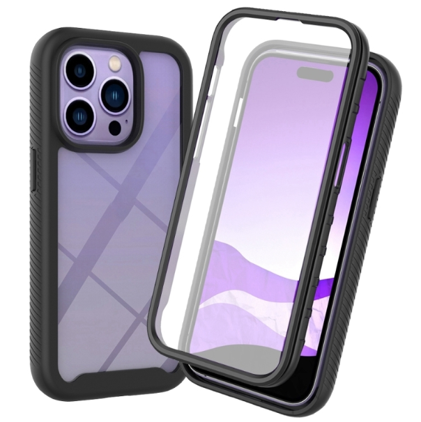 IPhone 14 Pro Max. Funda 360° con protector de pantalla (negro)