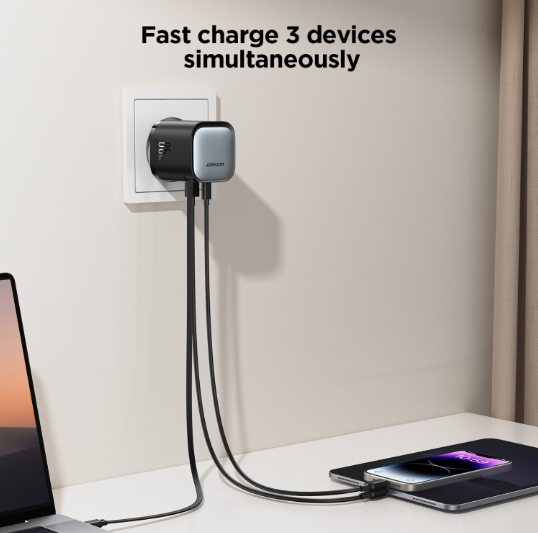 JOYROOM JR-TCL02. Cargador con cable Retráctil GaN 65W 2 Puertos