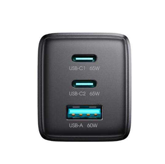 JOYROOM JR-TG10 65W. Cargador GaN Dual Tipo-C, 3 Puertos USB con cable Tipo-C a Tipo-C