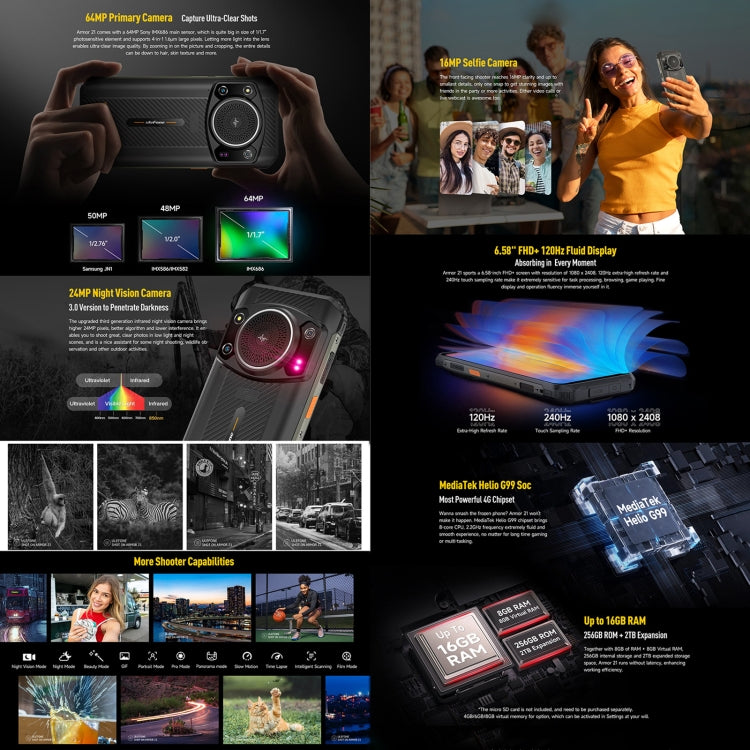 Ulefone Armor 21. 8GB+256GB, Android 15, 6.8 pulgadas, Visión Nocturna, NFC. 3 sin interés.