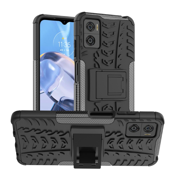 Morola E22/E22i. Funda Armor TPU+PC con soporte stand (negro)