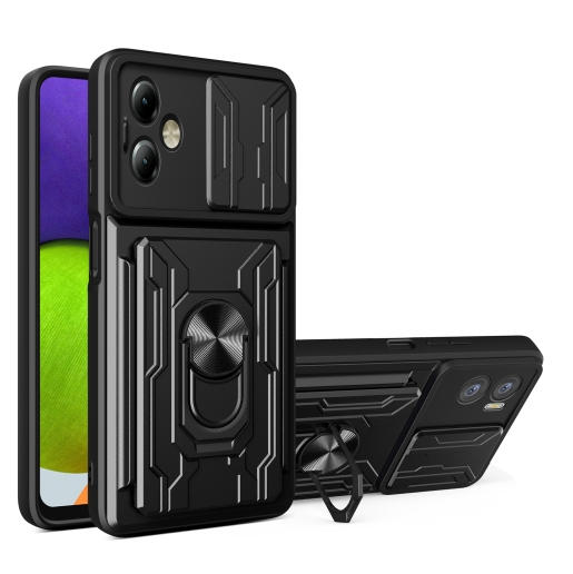 Motorola G14. Funda Camshield TPU+PC con porta tarjeta + anillo