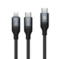 NILLKIN PD3.0 100W/27W. Cable Premium Carga Rápida. USB-C / Tipo-C a USB-C / Tipo-C + 8 Pin Dual Power, Largo: 1.5m