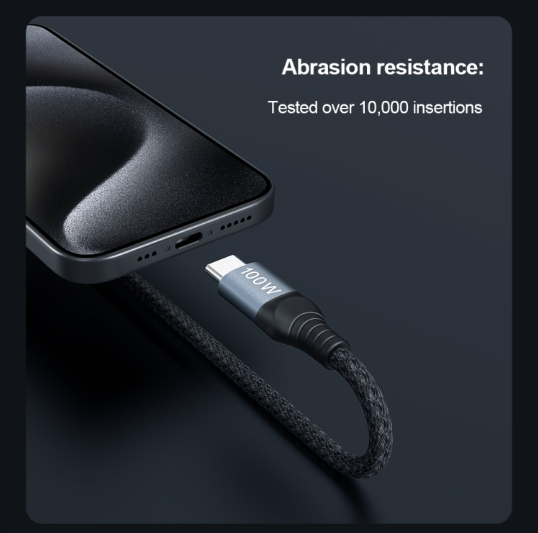 NILLKIN PD3.0 100W/27W. Cable Premium Carga Rápida. USB-C / Tipo-C a USB-C / Tipo-C + 8 Pin Dual Power, Largo: 1.5m