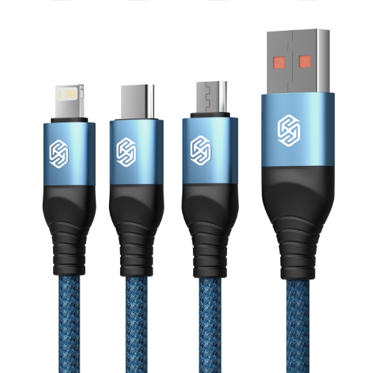 Nillkin Swift Pro. Cable Premium Carga Rápida. 1m, 3 en 1, USB a 8 Pin + Tipo-C + Micro USB