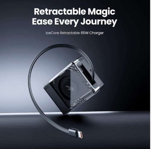 Cargador Rápido Nillkin IceCore Retráctil 65W GaN Tipo-C / USB-C