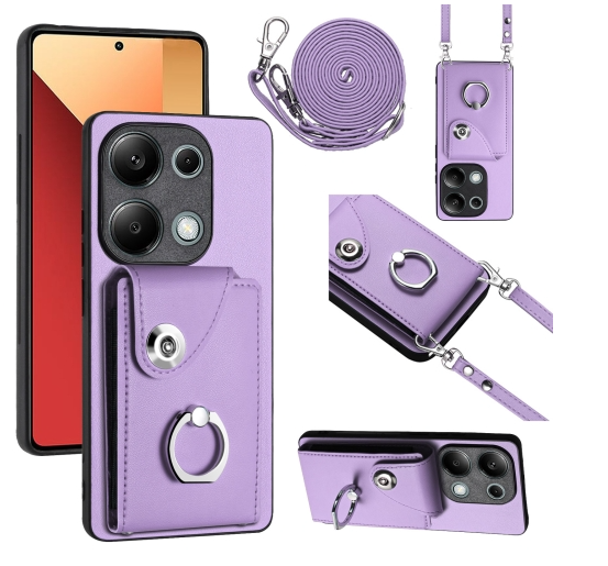 Xiaomi Note 13 Pro 4G. Funda con porta tarjeta + anillo y correa