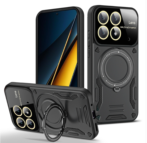 Xiaomi Poco X6 Pro. Funda compatible MagSafe con anillo y protector de lentes