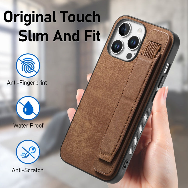 IPhone 16 Pro Max. Funda leather case con correa elástica
