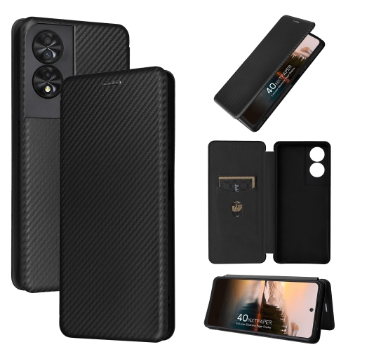 TCL 40 NxtPaper. Funda leather case textura fibra de carbono