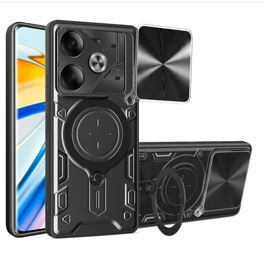 Tecno Pova 6. Funda Camshield TPU+PC con anillo magnético