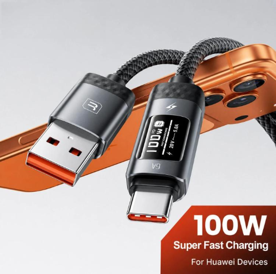 Toocki 100W. Cable con Display OLED digital 6A USB-A a USB-C, largo: 1 m