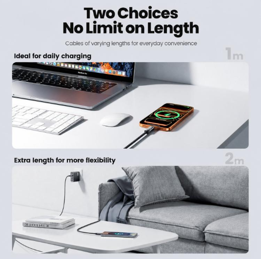 Toocki 100W. Cable con Display OLED digital 6A USB-A a USB-C, largo: 1 m