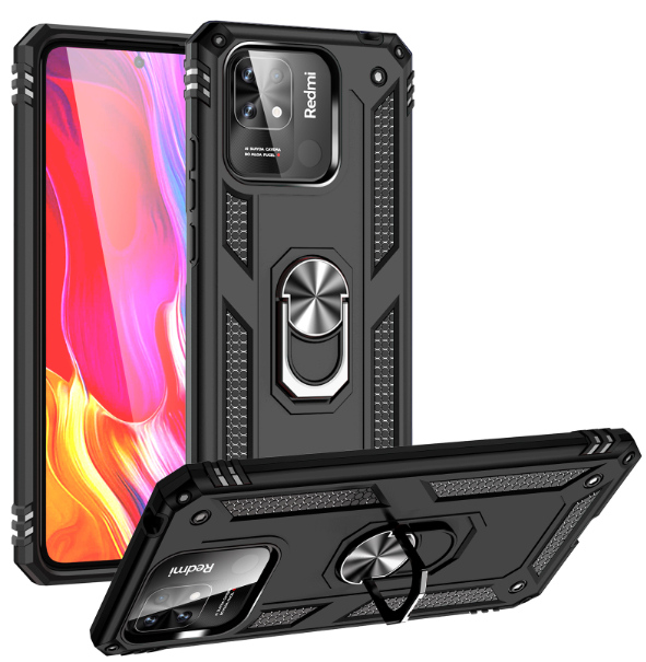 Xiaomi 10C. Funda Armor TPU+PC con anillo compatible con soportes magnéticos