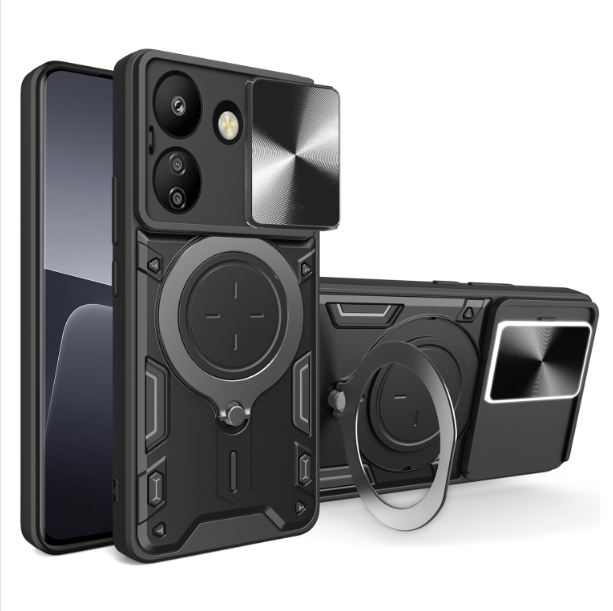 Xiaomi 13C 5G/Poco C65. Funda Camshield con anillo compatible con soportes magnéticos