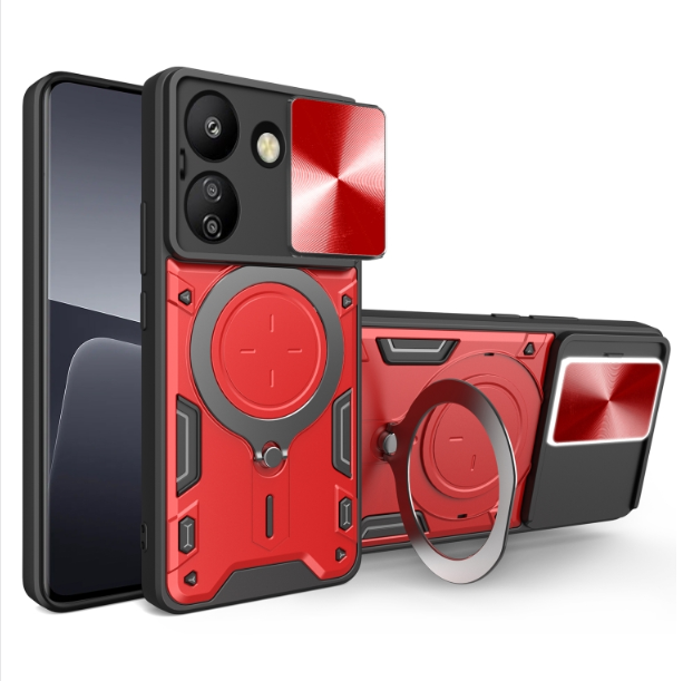 Xiaomi 13C 5G/Poco C65. Funda Camshield con anillo compatible con soportes magnéticos