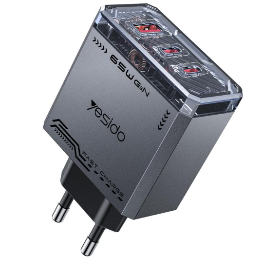 Yesido YC101 65W. Cargador Rápido Mecha GaN 3 puertos
