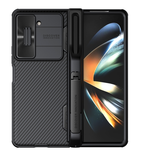 Samsung Z Fold5. Funda NILLKIN black mirror Series Camshield PC con porta lapicera